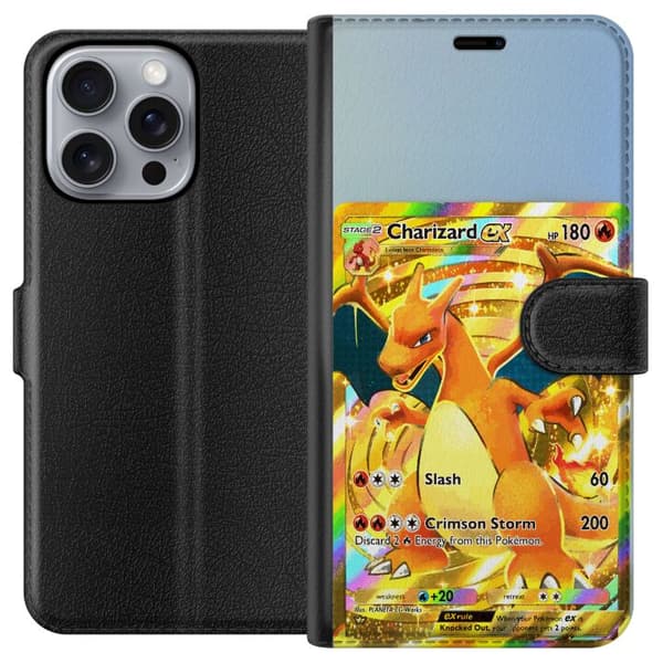 Kompatibel Tegnebogsetui til Apple iPhone 16 Pro Max Premiummotiv med Charizard EX