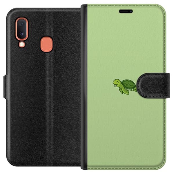 Kompatibelt Plånboksfodral till Samsung Galaxy A20e Sköldpadda