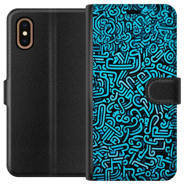 Kompatibelt Plånboksfodral till Apple iPhone XS Max Blå abstrakt graffiti