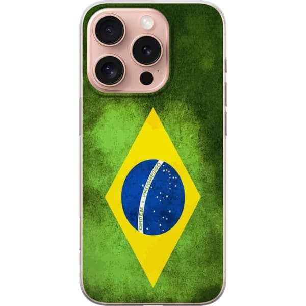 Kompatibelt Mobilskal till Apple iPhone 16 Pro Brasiliansk flagga med rustik textur