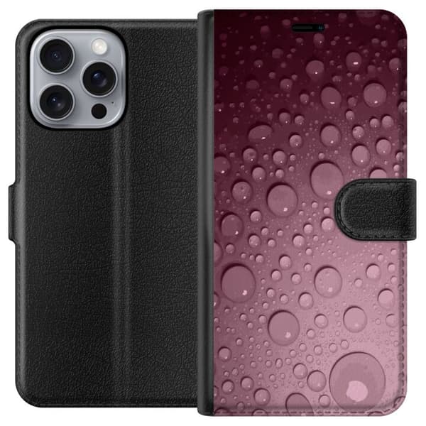 Kompatibel Tegnebogsetui til Apple iPhone 16 Pro Max Rosa vattendroppar