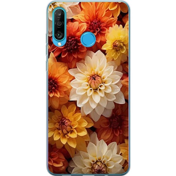 Kompatibelt Mobilskal till Huawei P30 lite Blommor Orange