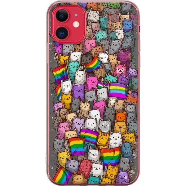 Kompatibelt Mobildeksel til Apple iPhone 11 Illustrerte katter med prideflagg i fargerik samling