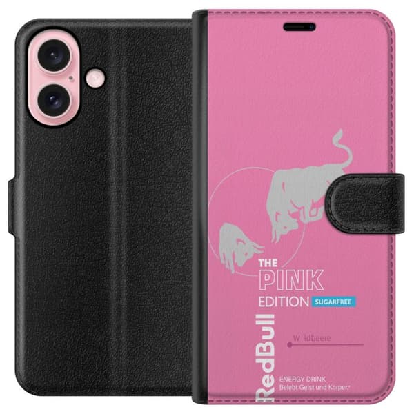 Kompatibelt Plånboksfodral till Apple iPhone 16 Modern rosa energidrycksdesign