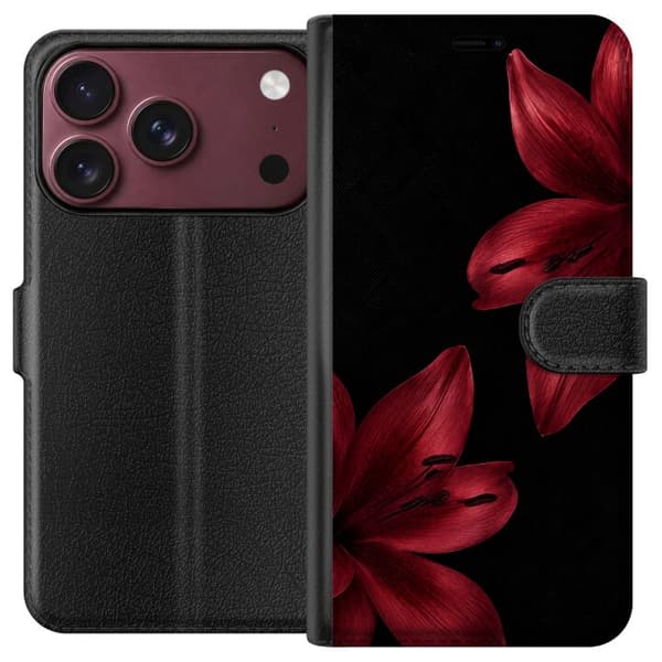 Kompatibelt Lommeboketui til Apple iPhone 18 Pro Max Rød lilje noir