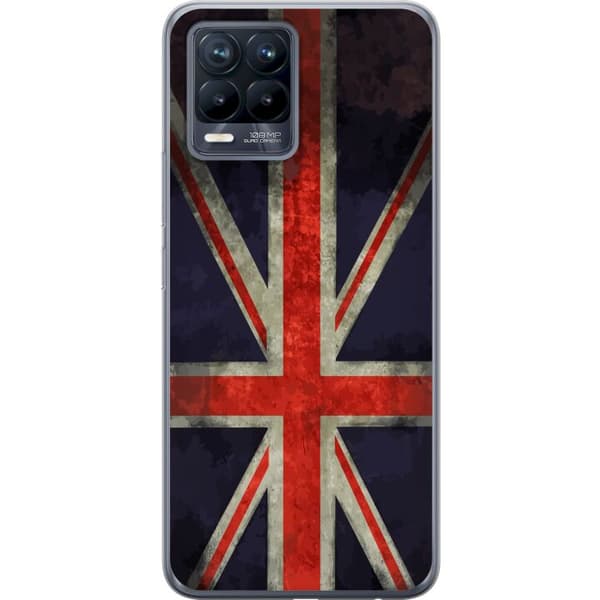 Kompatibelt Mobildeksel til Realme 8 Britisk flagg med rustikk følelse