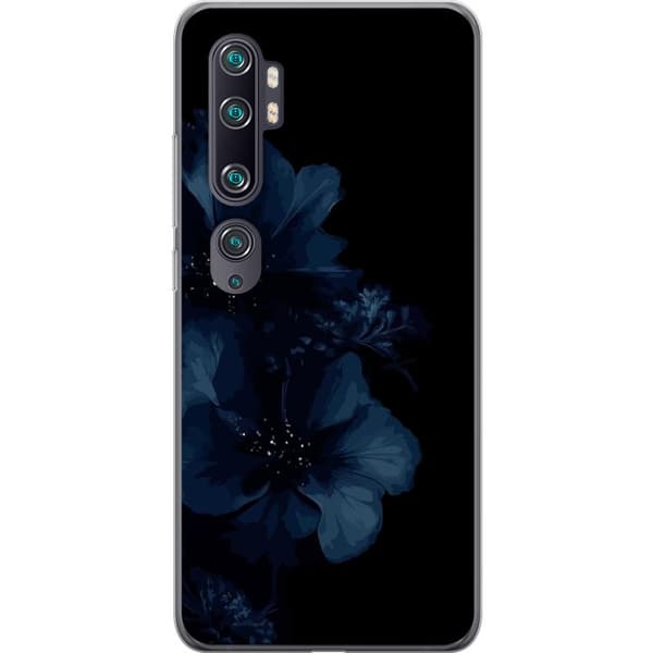 Kompatibelt Mobildeksel til Xiaomi Mi Note 10 Mörkblå blommor