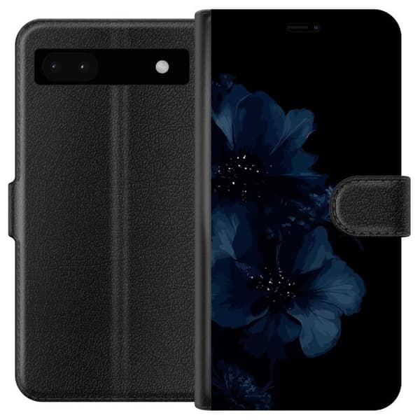 Kompatibelt Plånboksfodral till Google Pixel 6a Mörkblå blommor