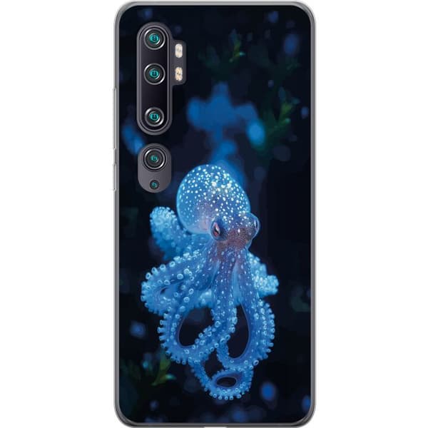 Kompatibelt Mobilskal till Xiaomi Mi Note 10 Närbild av blå bläckfisk