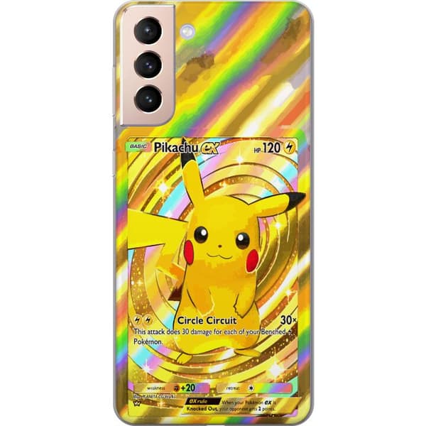 Kompatibelt Mobildeksel til Samsung Galaxy S21 Blank Pikachu EX-design med samlebåndsfølelse