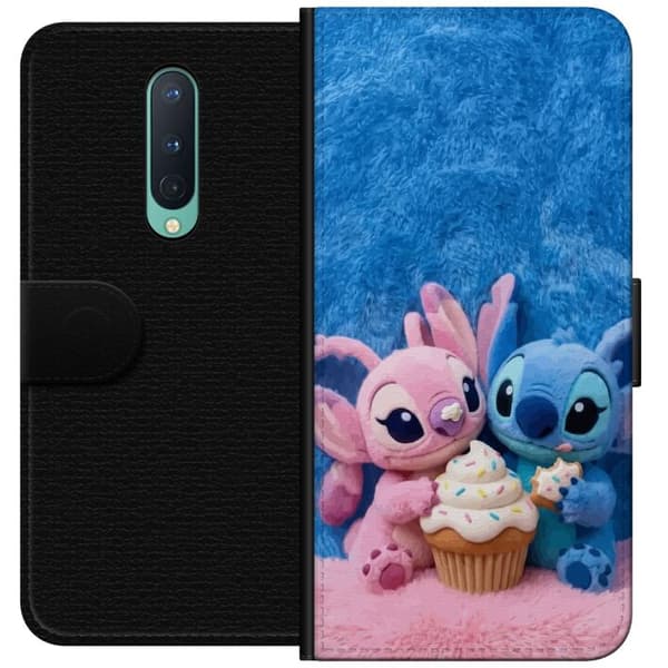 Kompatibel Tegnebogsetui til OnePlus 8 Søde blå og lyserøde figurer med stor cupcake og krymmel