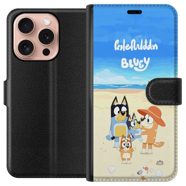 Kompatibel Tegnebogsetui til Apple iPhone 16 Pro Bluey