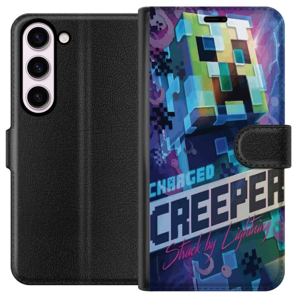 Kompatibel Tegnebogsetui til Samsung Galaxy S23 Minecraft Creeper