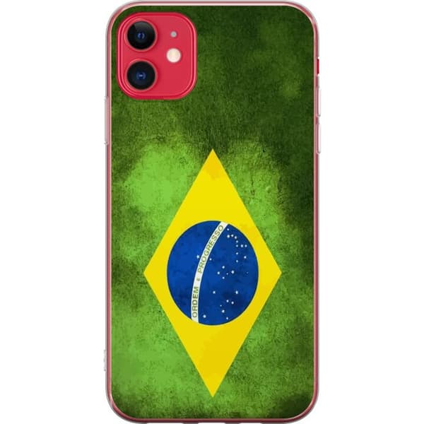 Kompatibelt Mobildeksel til Apple iPhone 11 Brasiliansk flagg med rustikk tekstur