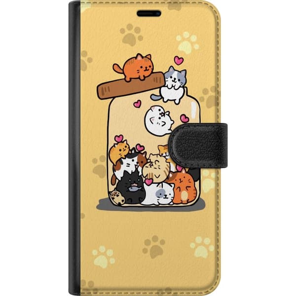 Kompatibel Tegnebogsetui til OnePlus 8 Pro Søde katte i en krukke – kawaii-illustration