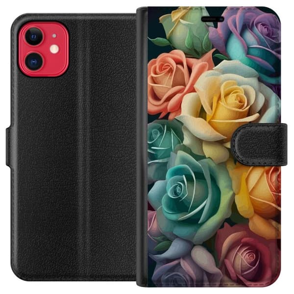 Kompatibelt Plånboksfodral till Apple iPhone 11 Färgglada rosor