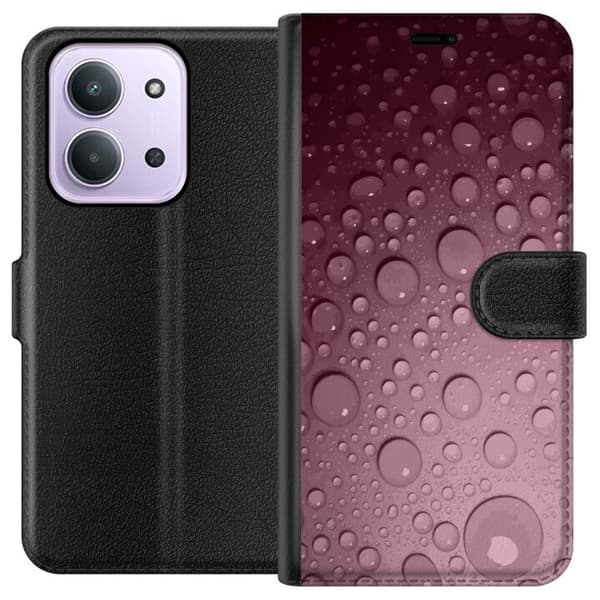 Kompatibelt Plånboksfodral till Xiaomi Redmi 15C Rosa vattendroppar
