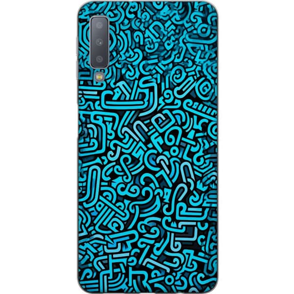 Kompatibelt Mobilskal till Samsung Galaxy A7 (2018) Blå abstrakt graffiti