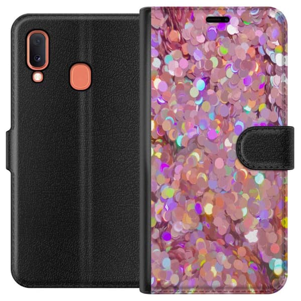 Kompatibelt Plånboksfodral till Samsung Galaxy A20e Rosa glitter