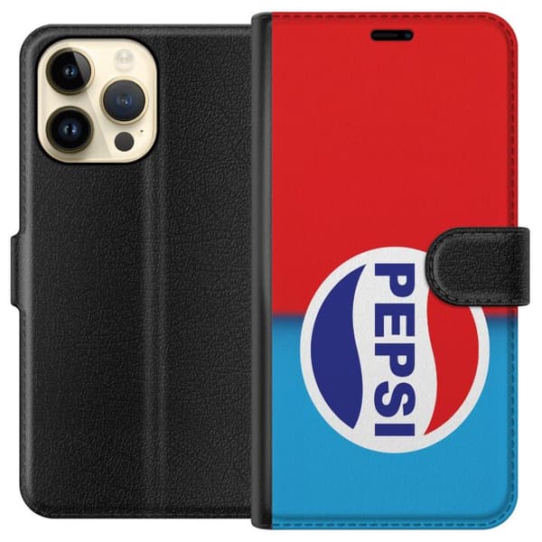 Kompatibel Tegnebogsetui til Apple iPhone 15 Pro Max Ikonisk Pepsi-design