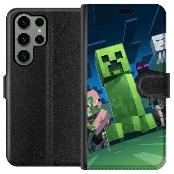 Kompatibel Tegnebogsetui til Samsung Galaxy S23 Ultra MineCraft