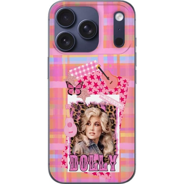 Kompatibelt Mobildeksel til Apple iPhone 18 Pro Dolly Parton rosa countrycollage med gitarr