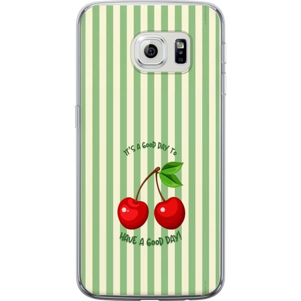 Kompatibelt Mobildeksel til Samsung Galaxy S6 edge Søtt kirsebærbilde med hjerteformet design
