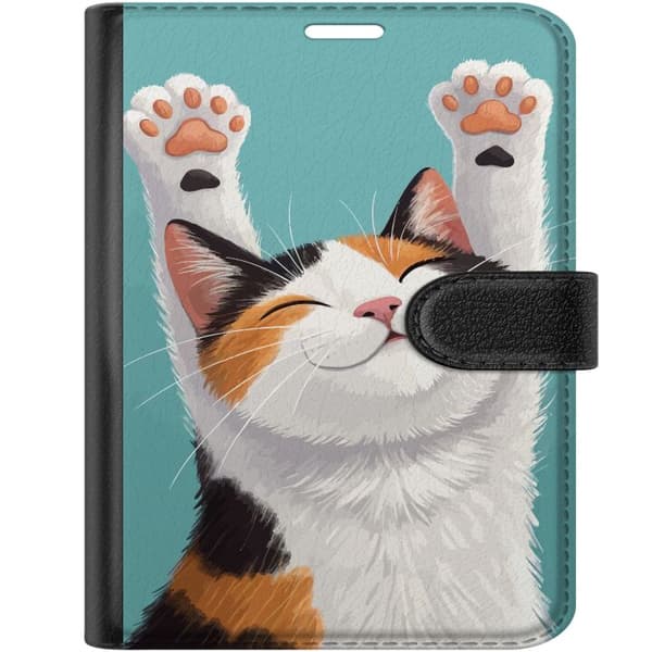 Kompatibel Tegnebogsetui til Apple iPhone Duo Glad trefärgad katt