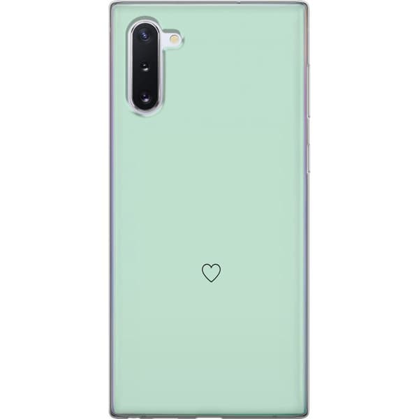 Kompatibel Mobilcover til Samsung Galaxy Note10 Enkel sort hjertekontur centreret mod mintgrøn baggrund