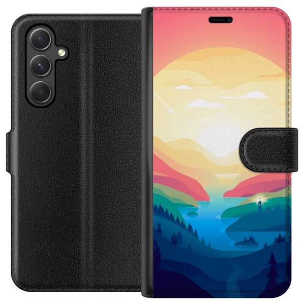Kompatibel Tegnebogsetui til Samsung Galaxy A25 Lyserød horisont