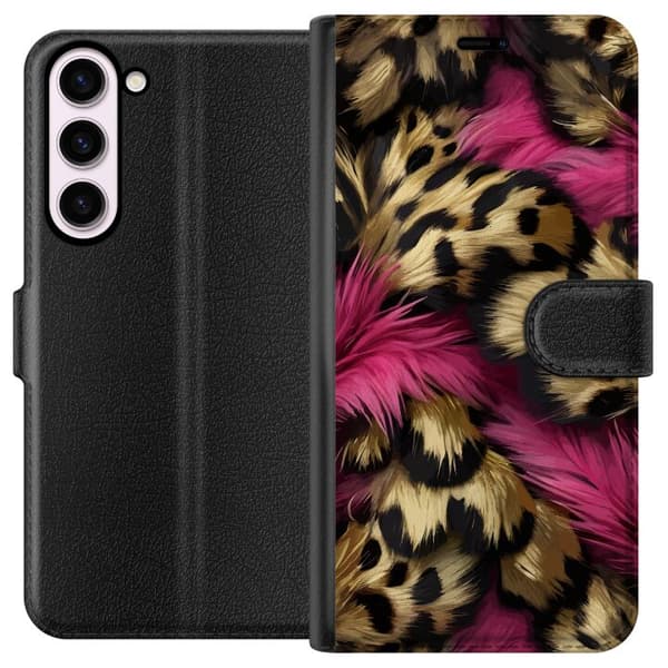 Kompatibel Tegnebogsetui til Samsung Galaxy S23+ Blødt leopardmønster med lyserøde detaljer