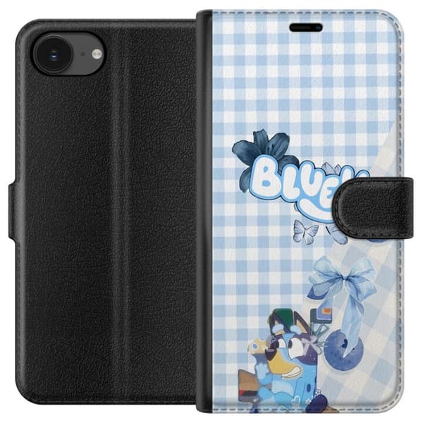 Kompatibel Tegnebogsetui til Apple iPhone 16e Sød Bluey-design i blå pastelstil