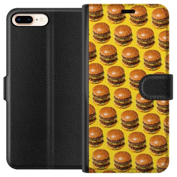 Kompatibelt Lommeboketui til Apple iPhone 7 Plus Grafisk hamburgermønster for matelskere