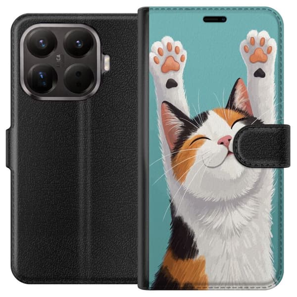 Kompatibel Tegnebogsetui til Xiaomi 15T Pro Glad trefärgad katt