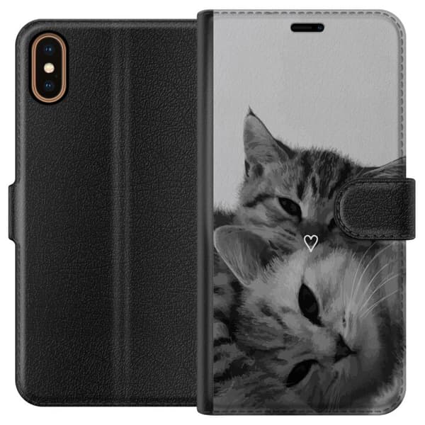 Kompatibel Tegnebogsetui til Apple iPhone X Kat Hjerte