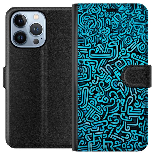 Kompatibelt Plånboksfodral till Apple iPhone 13 Pro Blå abstrakt graffiti