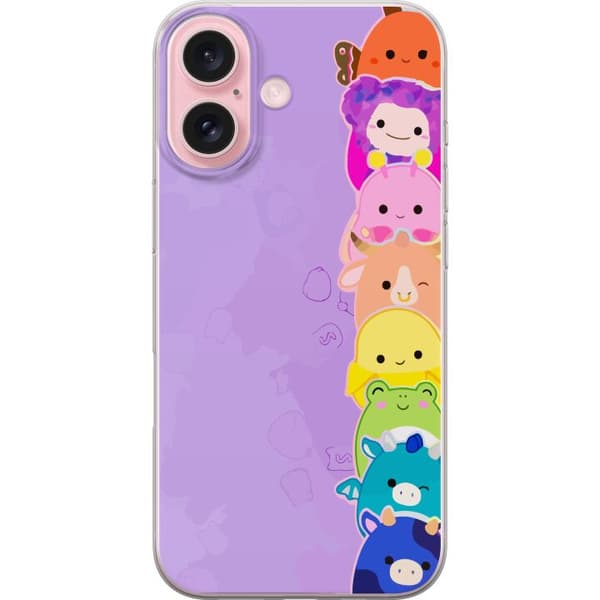 Kompatibelt Mobildeksel til Apple iPhone 16  Lekende illustrasjon med glade Dumpling Squishy-karakterer i regnbuefarger