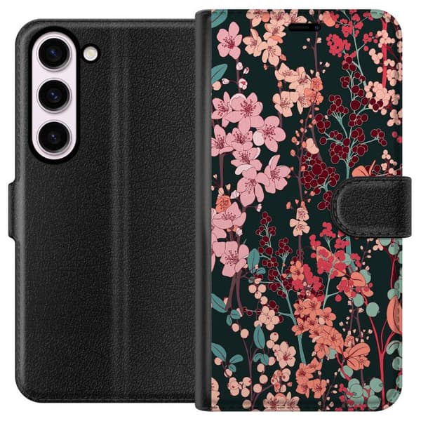 Kompatibelt Plånboksfodral till Samsung Galaxy S23 Blommor