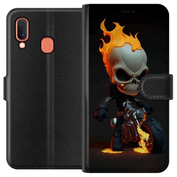 Kompatibelt Plånboksfodral till Samsung Galaxy A20e Döskalle Motor