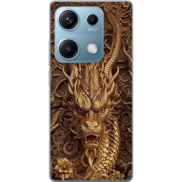 Kompatibelt Mobildeksel til Xiaomi Redmi Note 14S Elegant dragemotiv i gull