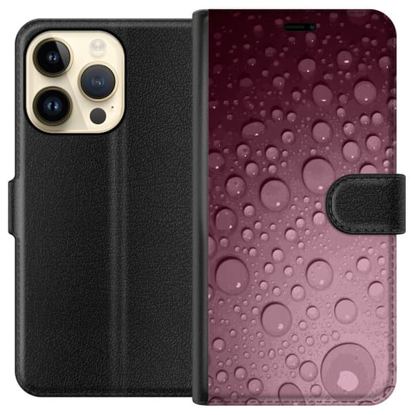 Kompatibelt Plånboksfodral till Apple iPhone 14 Pro Rosa vattendroppar