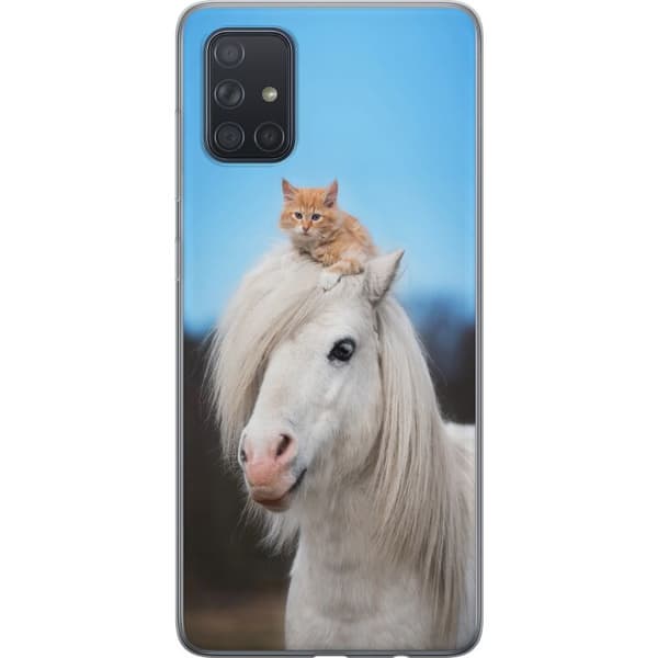 Kompatibelt Mobilskal till Samsung Galaxy A71 Häst & Katt