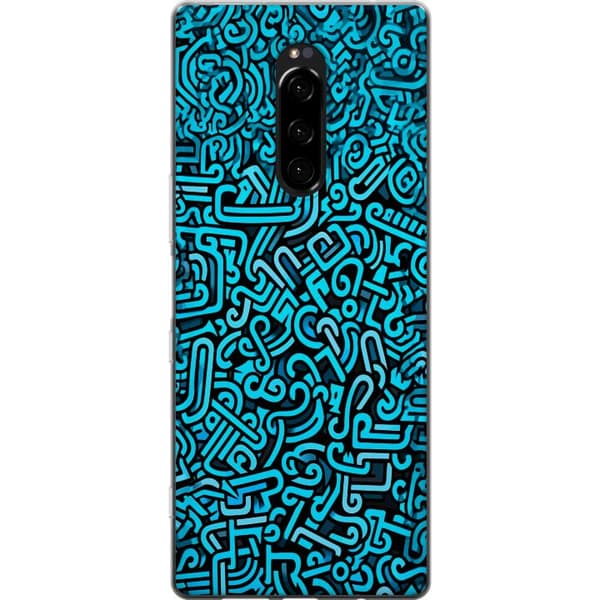 Kompatibelt Mobildeksel til Sony Xperia 1 Blå abstrakt graffiti