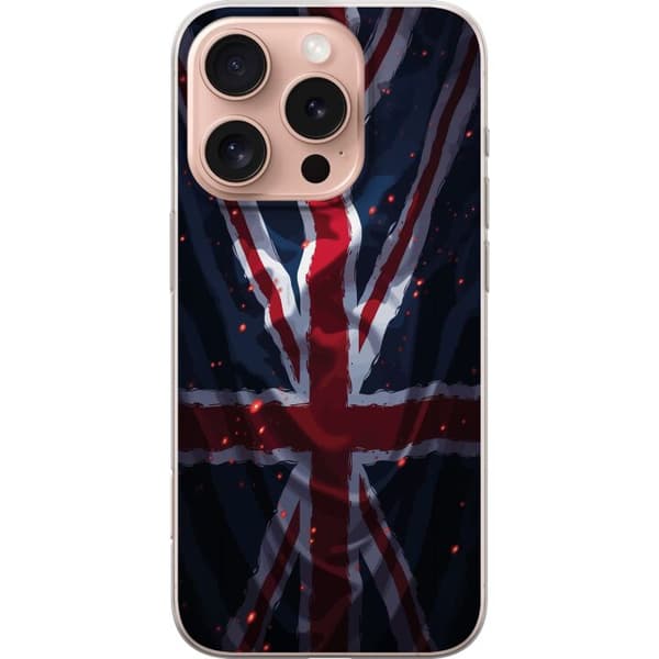 Kompatibelt Mobildeksel til Apple iPhone 16 Pro Union Jack i dramatisk rød, hvit og blå design