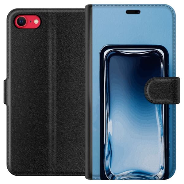 Kompatibel Tegnebogsetui til Apple iPhone 7 Blå glaseffekt