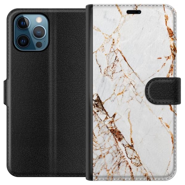 Kompatibelt Lommeboketui til Apple iPhone 12 Pro Gyldne årer