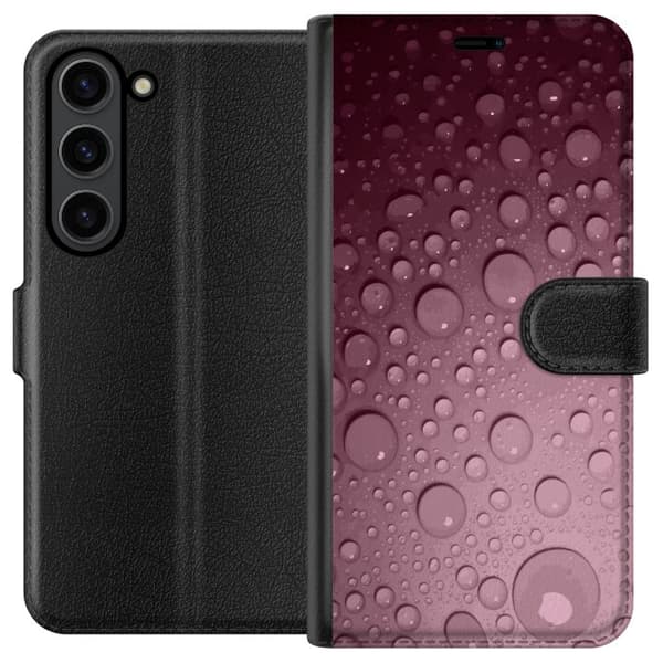 Kompatibelt Plånboksfodral till Samsung Galaxy S24 Rosa vattendroppar