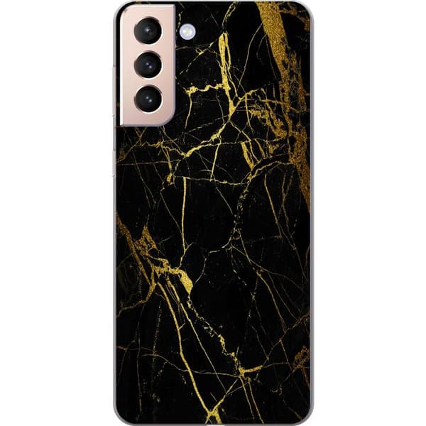 Kompatibel Mobilcover til Samsung Galaxy S21 Marmor Sort & Guld