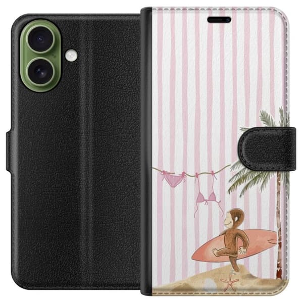 Kompatibel Tegnebogsetui til Apple iPhone 18 Apa med surfbräda på stranden