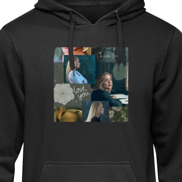 Klassisk Hoodie | Huvtröja för Vuxna Svart Medium Adele Adele Svart Medium